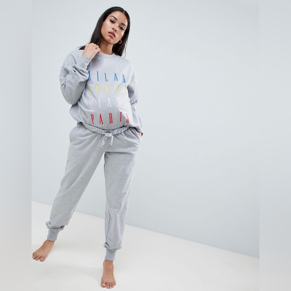 NWT ASOS Maternity Lounge City Oversized Sweatshirt Milan Tokyo Miami Paris